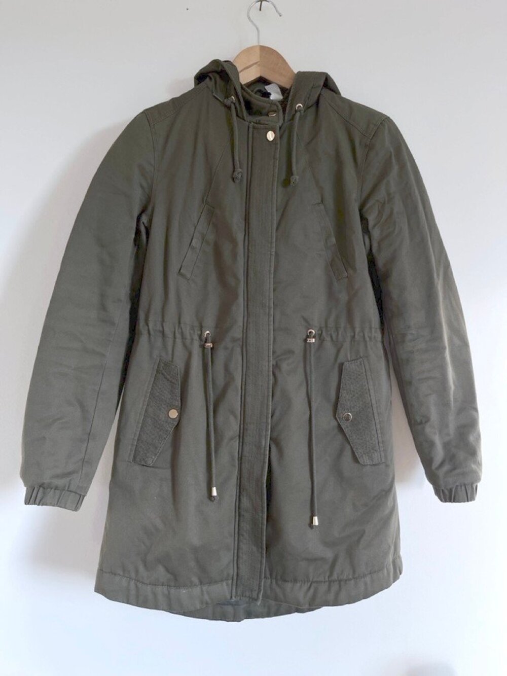 H&M Divided Hooded Utility Parka Jacket Olive Green 6 Gorpcore